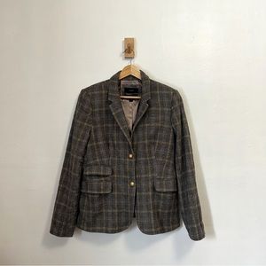 J.Crew Schoolboy Blazer Grey/Blue/Tan Plaid Wool